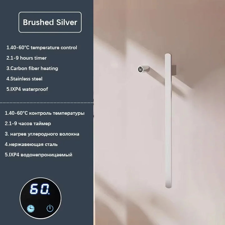 Elemento- Towel Warmer Hidden Wires Electric Heated Towel Rail Temperature Time Control Bath Electric Towel Rack