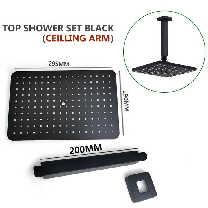 Chrome-Black-Brushed Gold  CSA -Modern rectangular 12x12"  rain head with  2 way function diverter completed shower kit