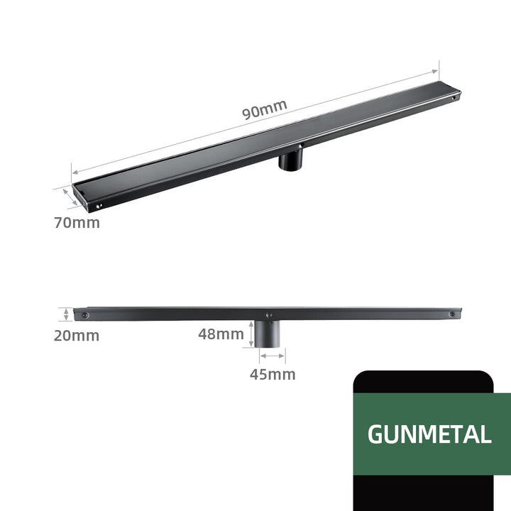 Brushed Gold-Grey Gun-Black Linear shower drain kit