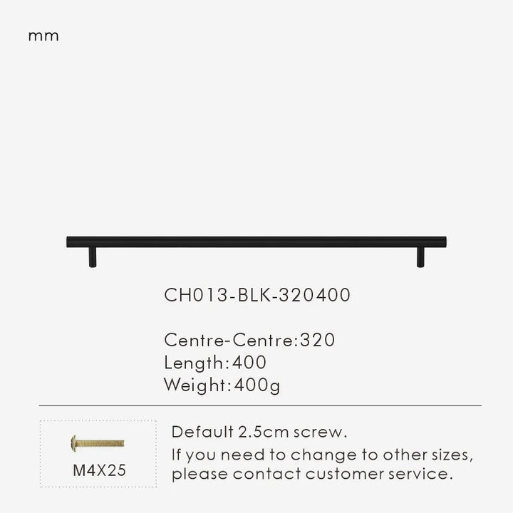 Nurlin Solid Brass Round Rod T-shaped Cabinet Handle Extended Long Wardrobe Drawer Refrigerator Kitchen door Pull Furniture