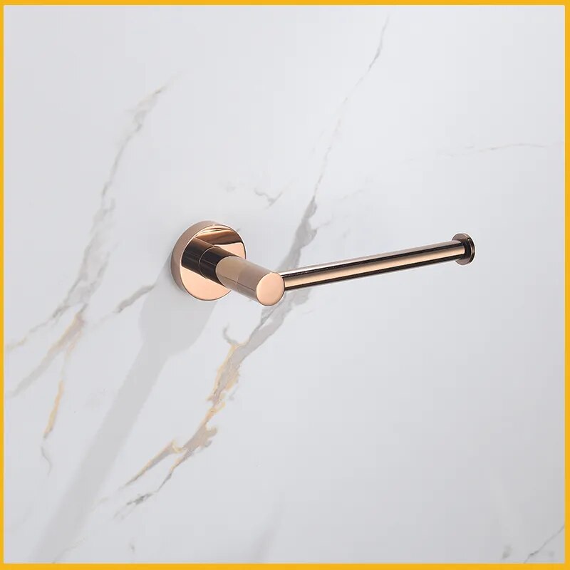 Round rose gold polished bathroom accessories set