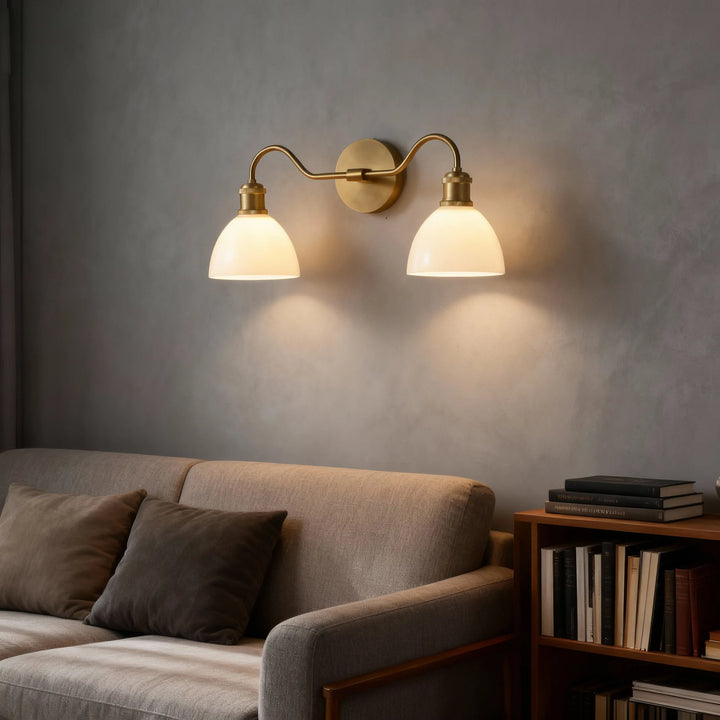 Victorian -Nordic LED White Jade Glass Wall Lamp Bedroom Dining Room Living Room Study Aisle Decorative Double Head Lamps