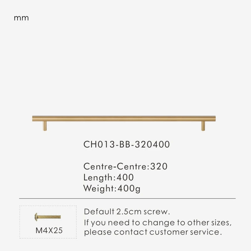 Nurlin Solid Brass Round Rod T-shaped Cabinet Handle Extended Long Wardrobe Drawer Refrigerator Kitchen door Pull Furniture
