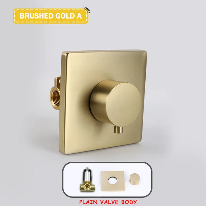 Hot and Cold Mixing Valve Body Faucet Single Handle Bathroom Concealed Shower Mixing Valve and Trim Kit Round Square