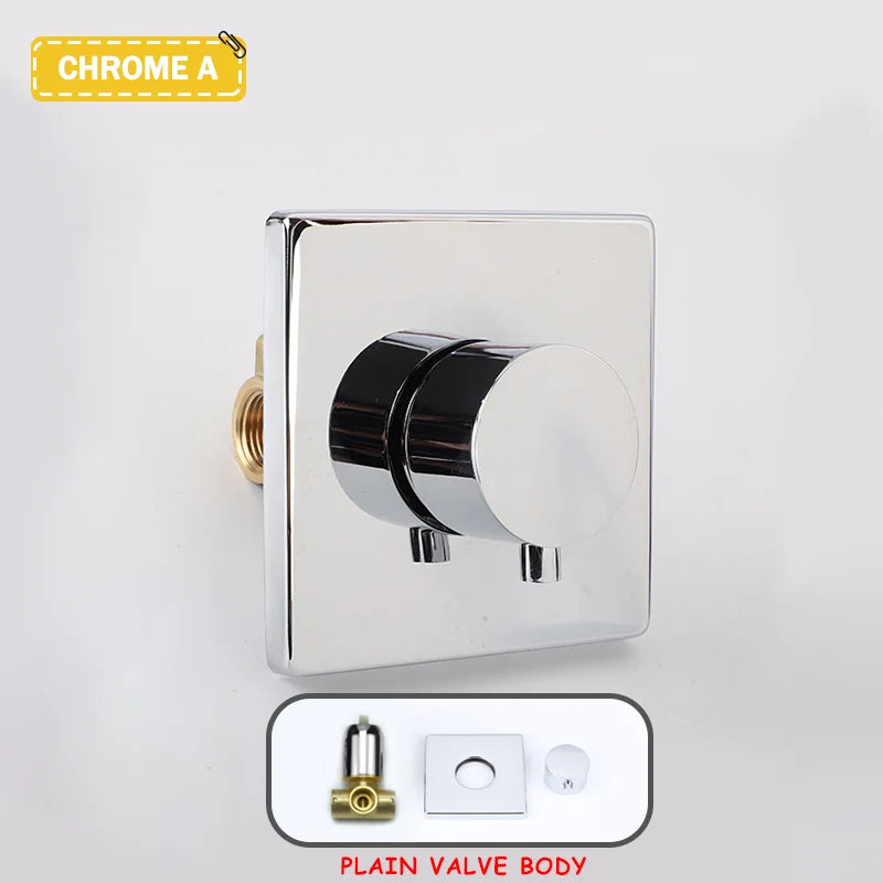 Hot and Cold Mixing Valve Body Faucet Single Handle Bathroom Concealed Shower Mixing Valve and Trim Kit Round Square