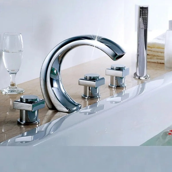 Balboa- Chrome heavy duty 5 holes deck mounted bathtub filler faucet