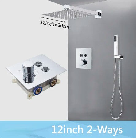 CSA certified - Chrome square 2 -3 way function diverter thermostatic shower kit