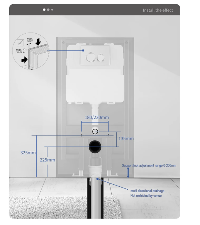 Sani Canada System Toilet In Wall Standard Tank & Carrier - 1.28 / 0.8 GPF ADA Compliant-2003