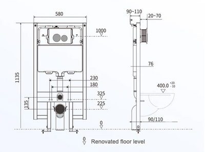 Sani Canada System Toilet In Wall Standard Tank & Carrier - 1.28 / 0.8 GPF ADA Compliant-2003