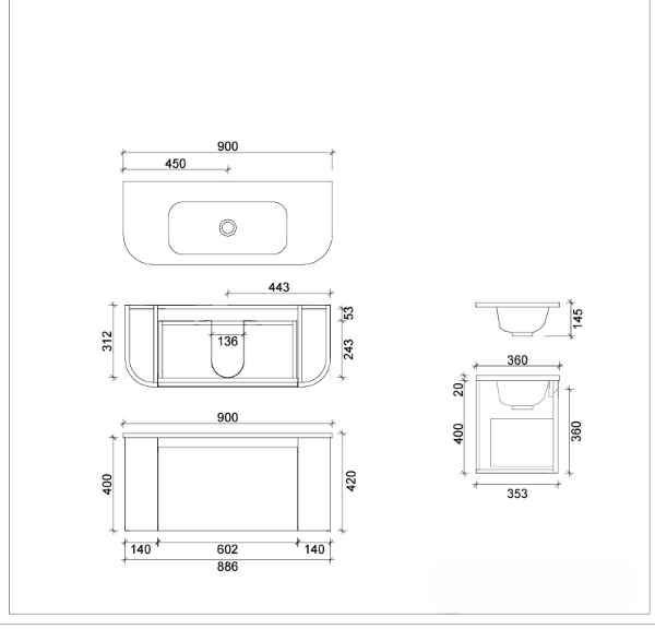 Sidney - wall hung floating bathroom vanity