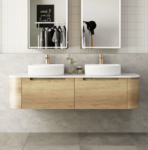 Sidney - Red oak venner wood wall hung bathroom vanity 36"