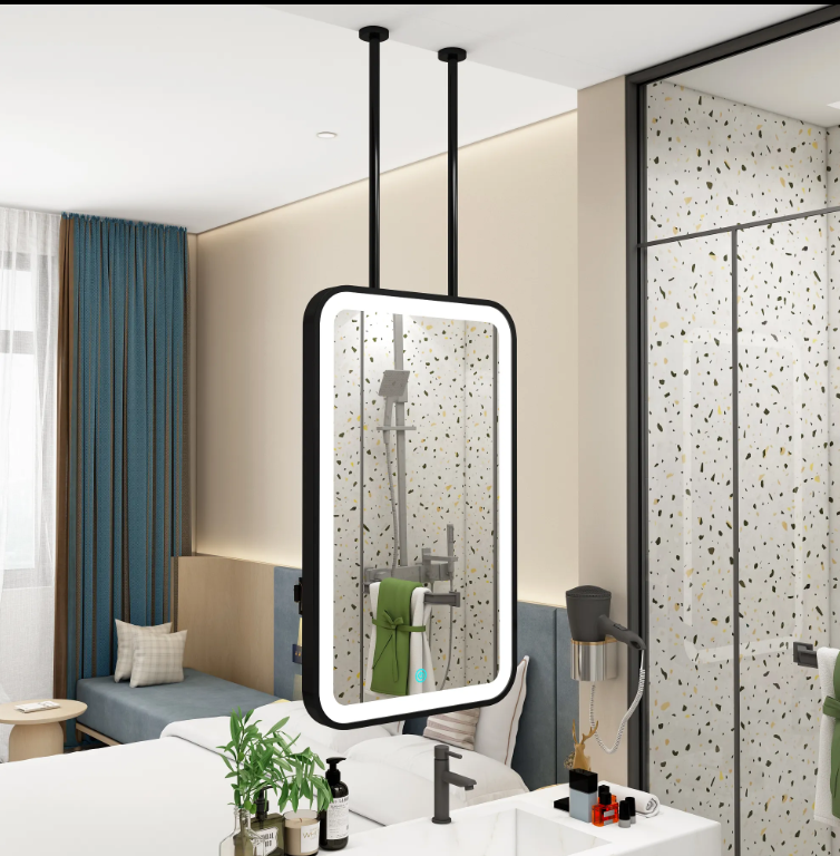 Custom-Black Matte-Rectangular LED pendant LED light celling mounted bathroom mirror