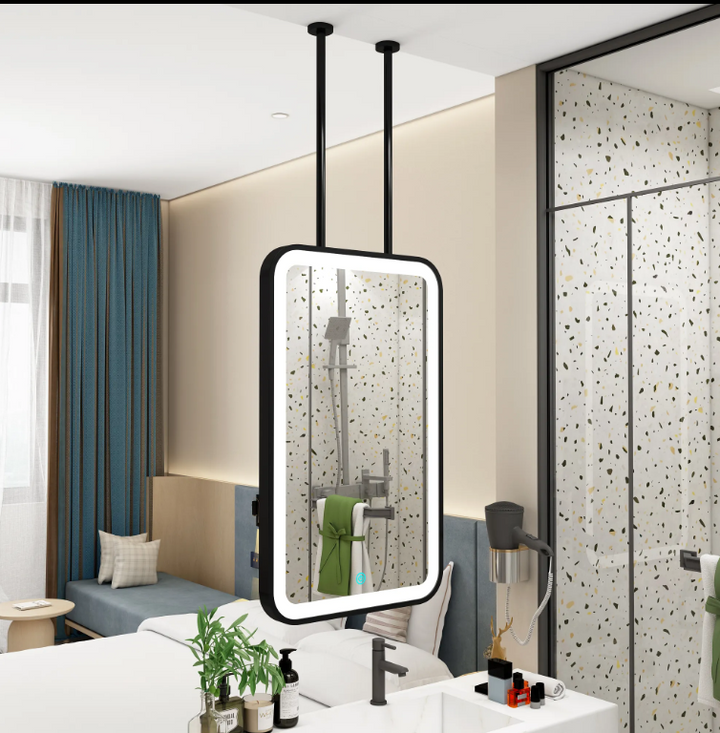 Custom-Black Matte-Rectangular LED pendant LED light celling mounted bathroom mirror