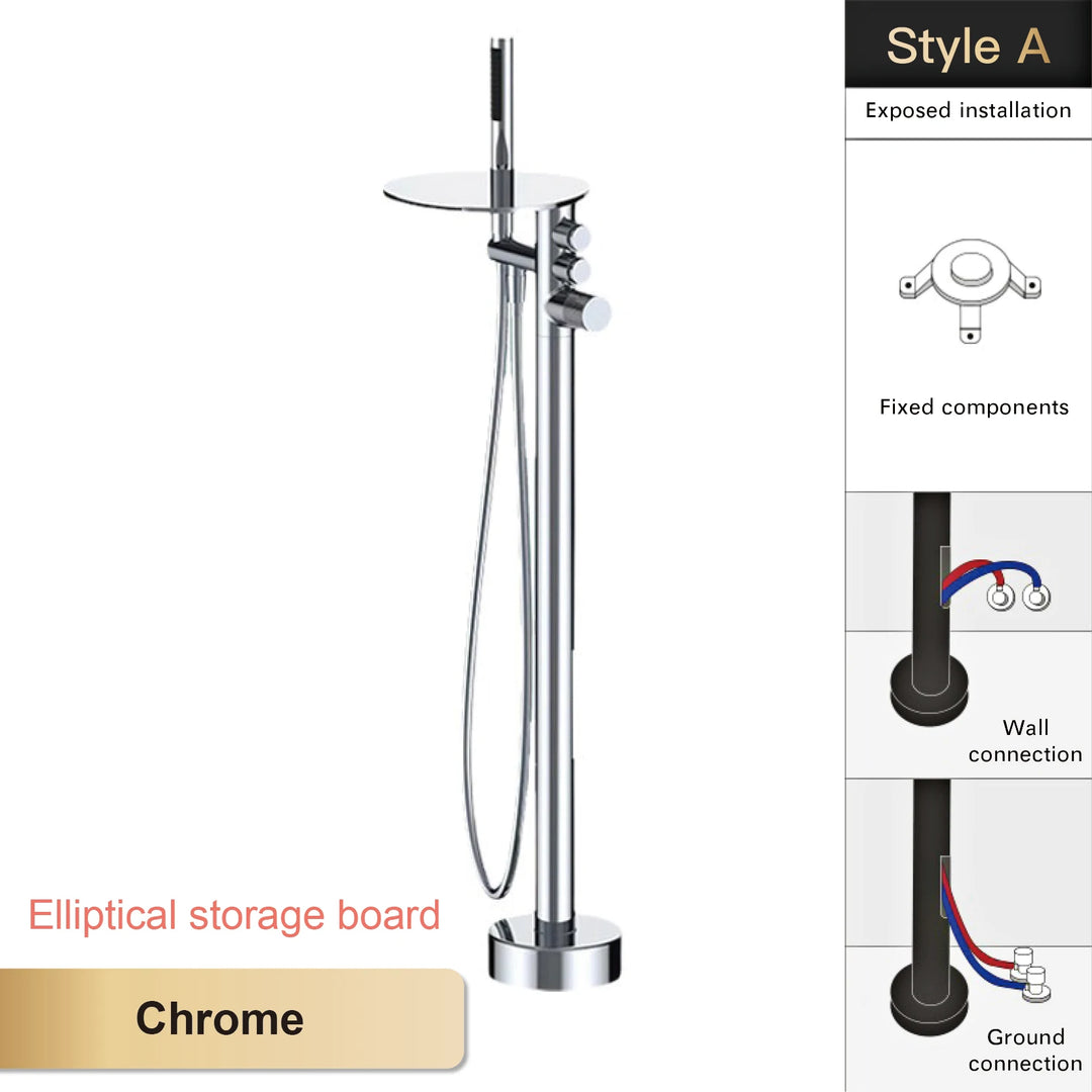 Andromeda-Gunmetal Bathtub Faucet 2 Function Hot Cold Mixer Tap Floor Mount Bathroom Tub Shower Modern Home Bath Tap