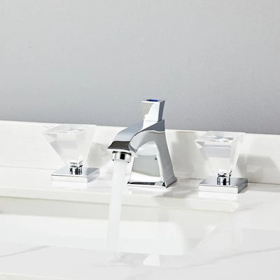 Balmain- Chrome with crystal handles 8" inch wide spread bathroom faucet