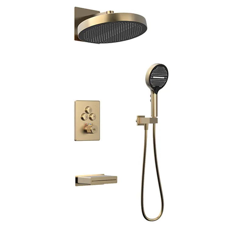 Apartamento-  Thermostatic Shower Faucet Hotel Bathroom Mixer Wall Mounted Jet Massage Spray Pattern Brass Chrome Ceramic