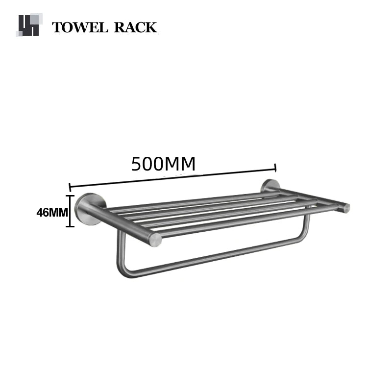Gray Gun Metal Bathroom Hardware Accessories Cup Rack Towel Rack Toilet Brush Bath Towel Rack Roll Rack Towel Bar Hook Bathroom Wall Rack