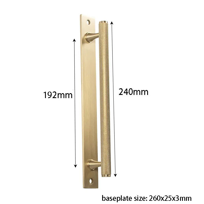 Brass Knurled Cabinet Handles Wardrobe Bar Pull with Baseplate Textured Furniture Door Handle with Baseboard Drawer Knobs