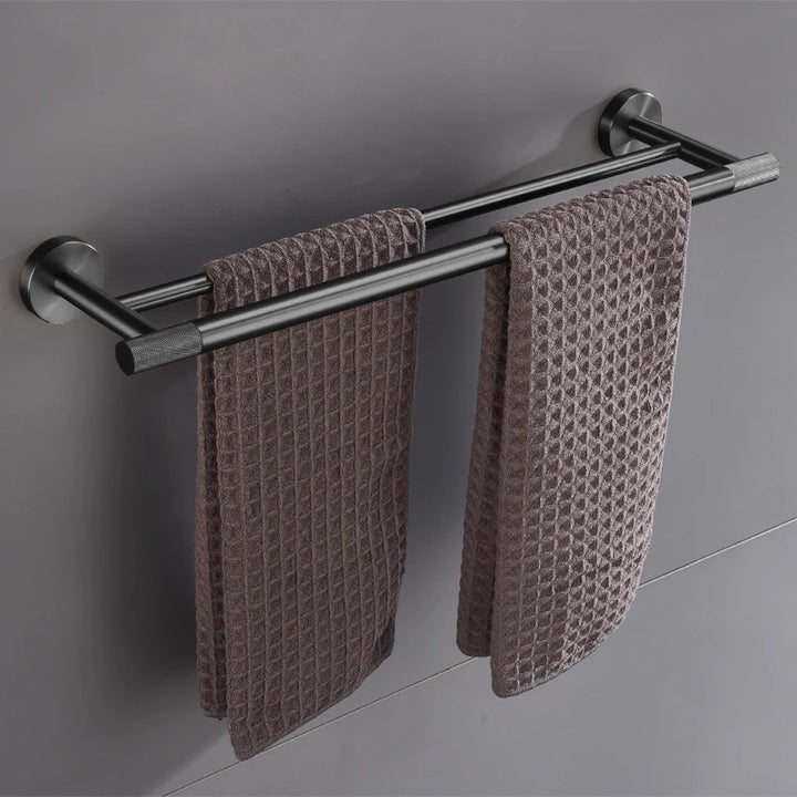 Grey Gun Metal Bathroom Hardware Set Accessories Kit Stainless Steel Round Wall Rack Hand Bar Toilet Roll Paper Holder Robe Towel Hook