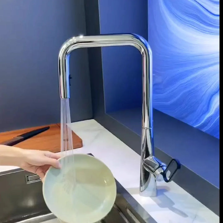Serena-White Pull Out Kitchen Faucets Brass Lead Free Sink Faucets Sink Tap Rotating Spout Mixers Tap Hot Cold Water Crane Green