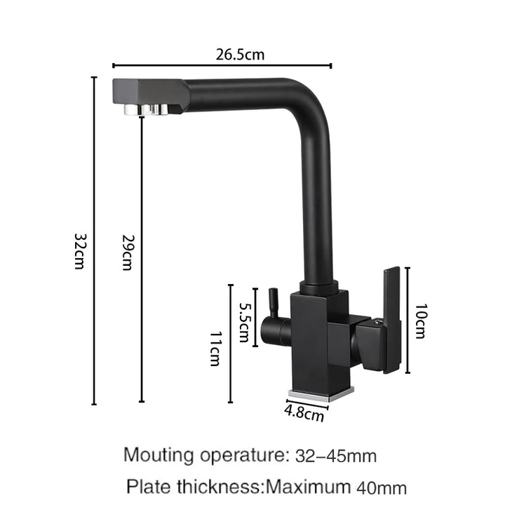 QUITO-BAR-Filtered Kitchen Faucets Gold Black Brass Purifier Faucet Dual Sprayer Drinking Water Faucet Tap Nozzle Sink Mixer Tap