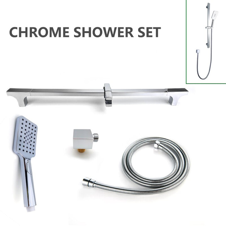 Chrome-Black-Brushed Gold  CSA -Modern rectangular 12x12"  rain head with  2 way function diverter completed shower kit