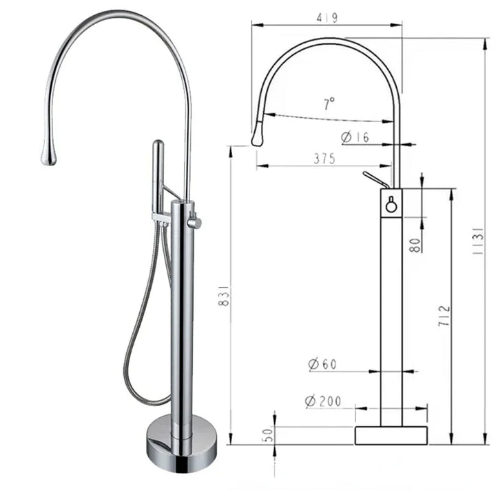 Savage Bathtub Faucets Cold and Hot Shower Set with High Quality and High Texture Bathtub Edge Floor Standing Faucet Bathroom