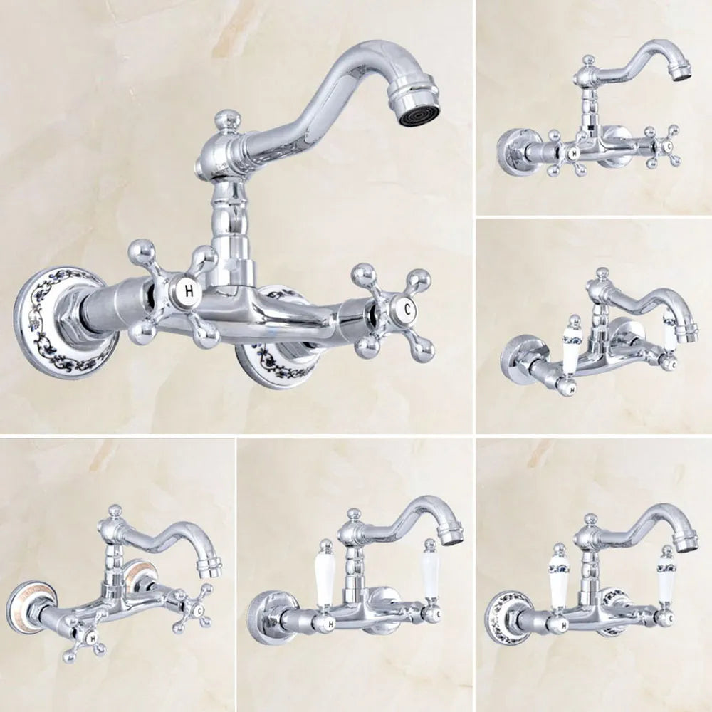 Chrome Victorian Farmer Sink Mixer Tap Swivel Faucet