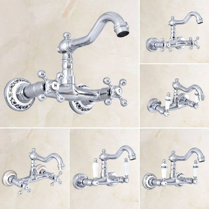 Chrome Victorian Farmer Sink Mixer Tap Swivel Faucet