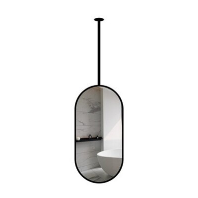 Stock Black Matte Oval ceiling mount pendant bathroom mirror NO LED