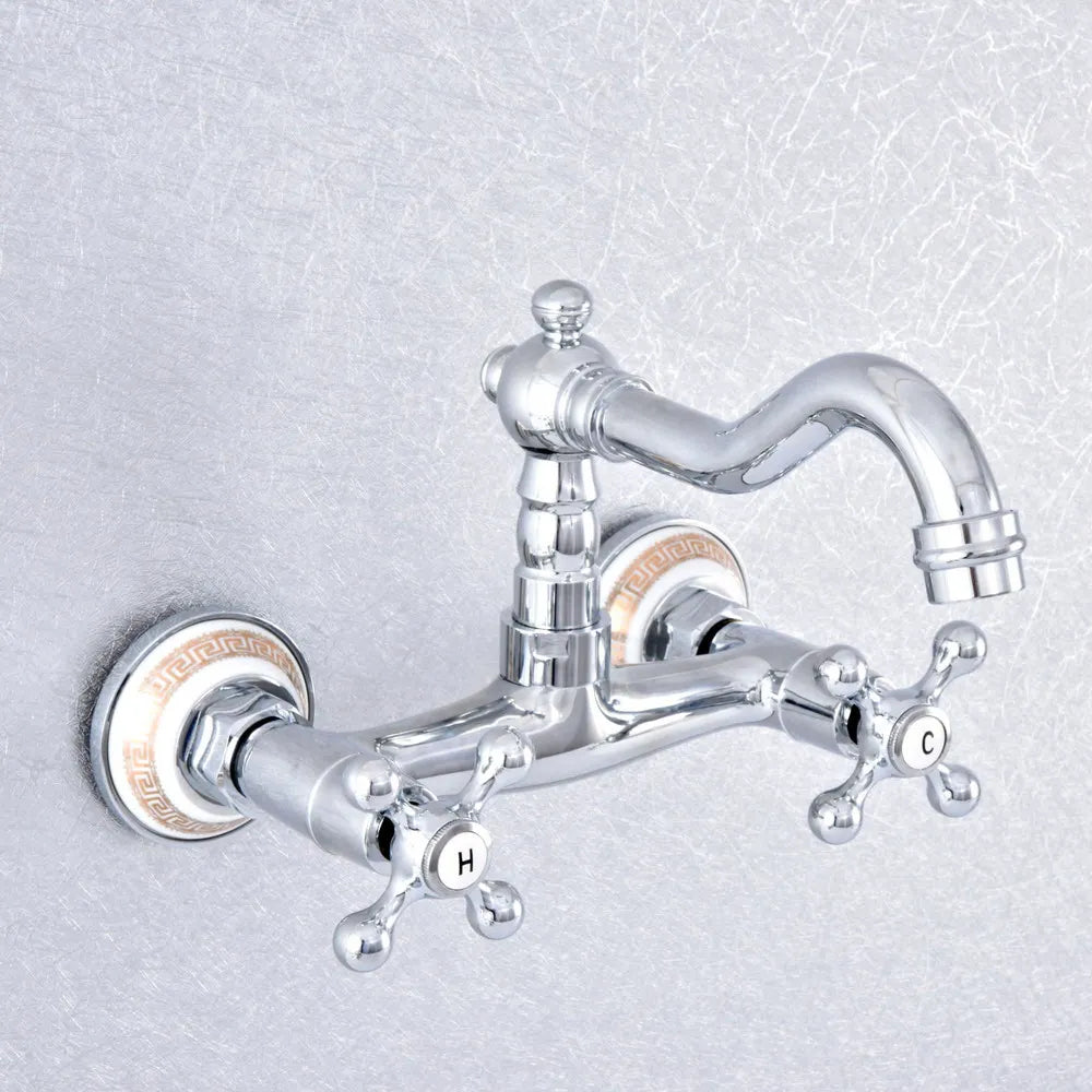 Chrome Victorian Farmer Sink Mixer Tap Swivel Faucet
