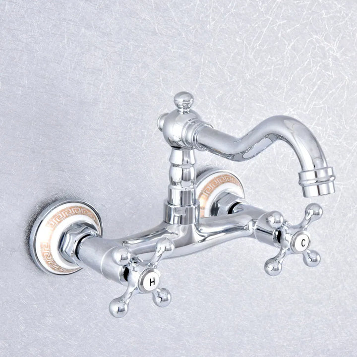 Chrome Victorian Farmer Sink Mixer Tap Swivel Faucet