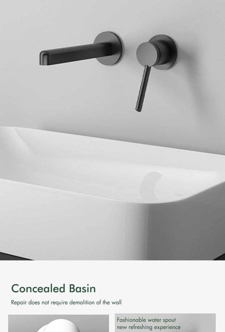 Hot And Cold Basin Faucet Single Handle Single Spout Sink Wash Mixer Wall Mounted Bathroom Tap