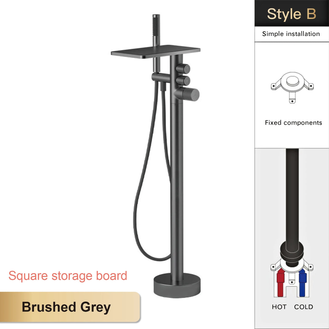 Andromeda-Gunmetal Bathtub Faucet 2 Function Hot Cold Mixer Tap Floor Mount Bathroom Tub Shower Modern Home Bath Tap