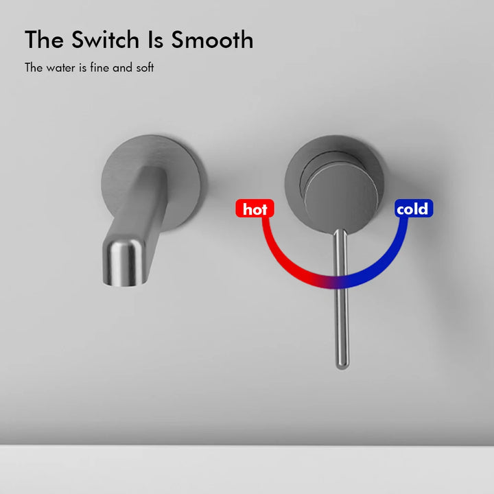 Hot And Cold Basin Faucet Single Handle Single Spout Sink Wash Mixer Wall Mounted Bathroom Tap