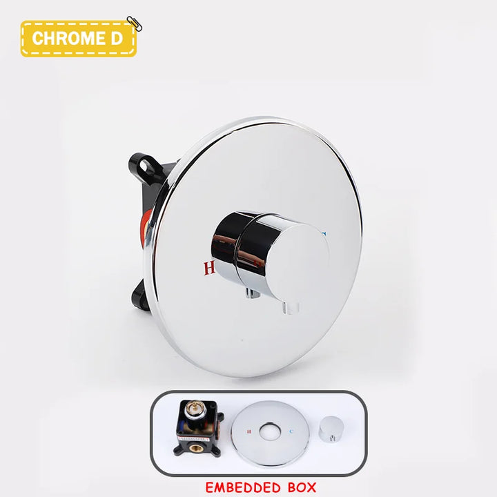 Hot and Cold Mixing Valve Body Faucet Single Handle Bathroom Concealed Shower Mixing Valve and Trim Kit Round Square