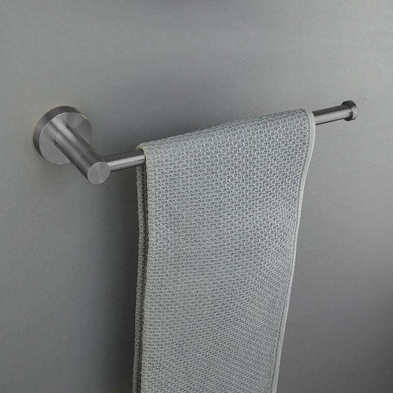 Gray Gun Metal Bathroom Hardware Accessories Cup Rack Towel Rack Toilet Brush Bath Towel Rack Roll Rack Towel Bar Hook Bathroom Wall Rack