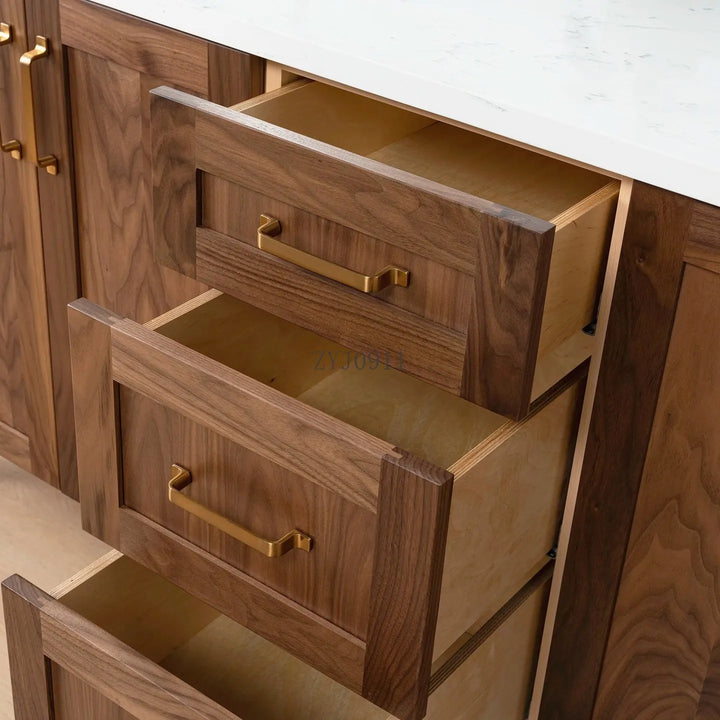 Classique- Americana Venner wood with natural interior pine wood double sink bathroom vanity