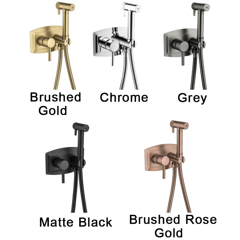 Brushed Rose Rose Gold Bidet Faucet Handheld Bidet Toilet Sprayer Set Hot and cold water Tap Brass Toilet Faucet Shower Head