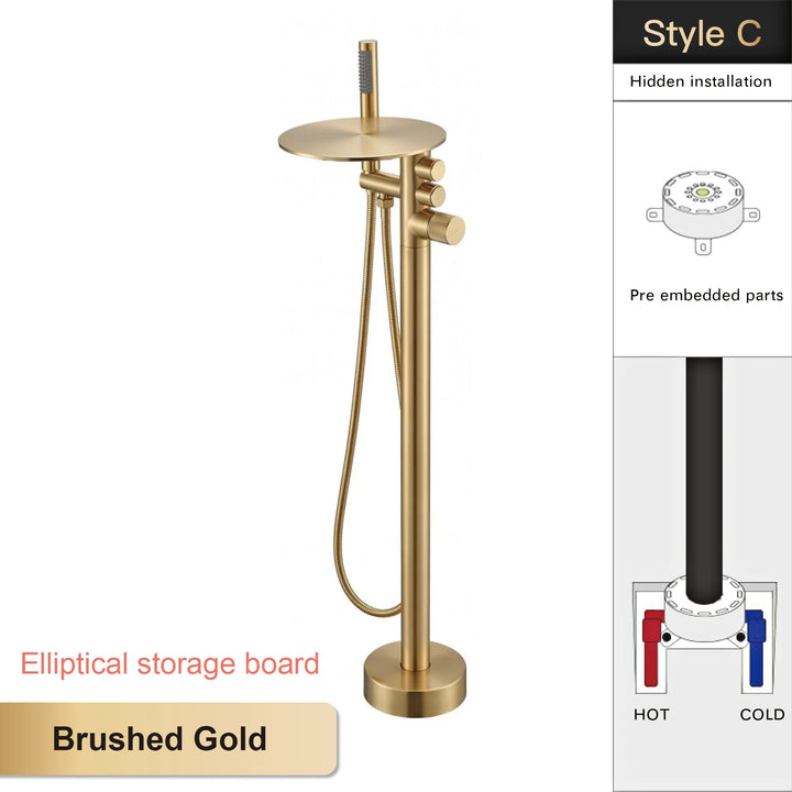 Andromeda-Gunmetal Bathtub Faucet 2 Function Hot Cold Mixer Tap Floor Mount Bathroom Tub Shower Modern Home Bath Tap