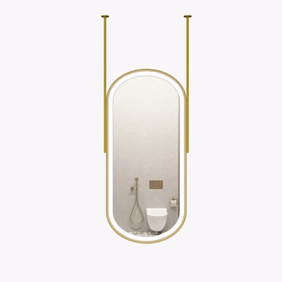 Oval 2 pole  1 side Brushed Gold LED Ceiling Mount Mirror