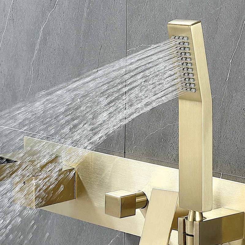Square waterfall wall mounted bathtub filler faucet set