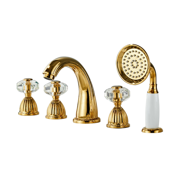Portobelo- Gold 5 pieces deck mounted bathtub filler faucet set