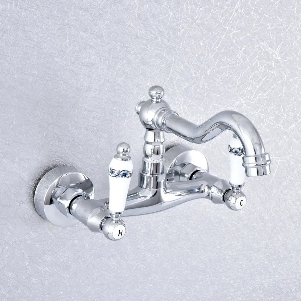 Chrome Victorian Farmer Sink Mixer Tap Swivel Faucet