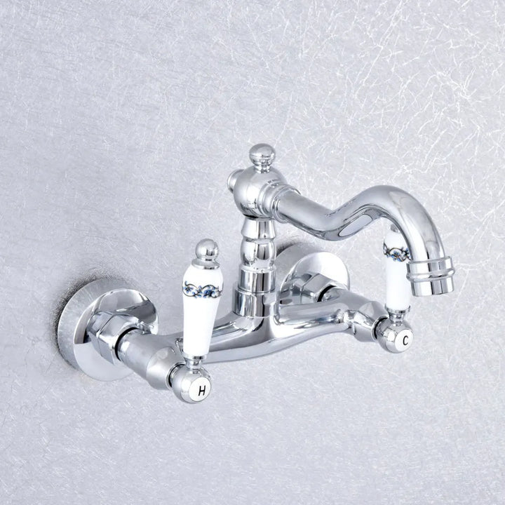 Chrome Victorian Farmer Sink Mixer Tap Swivel Faucet