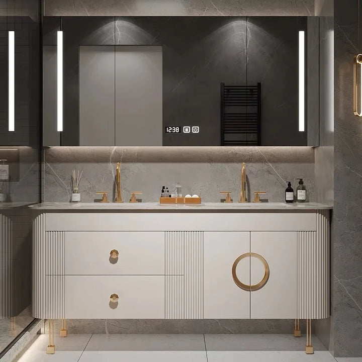 Gaudi- Art Deco Luxury bathroom furniture Wooden double sink Floating bathroom vanity
