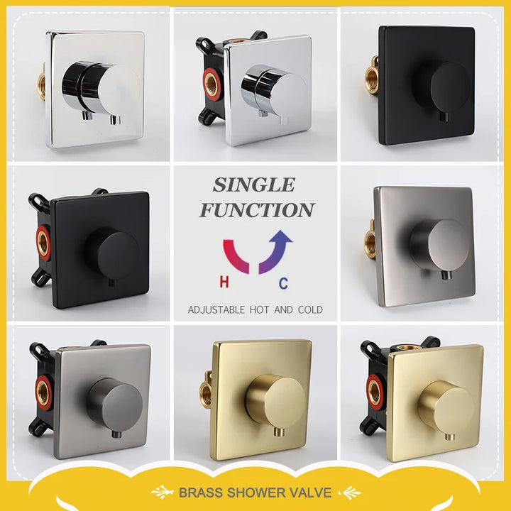 Single Function Mixer Water Tap Bathroom Water Faucets Shower Diverter Valve Black Gold Chrome Round Solid Brass Concealed