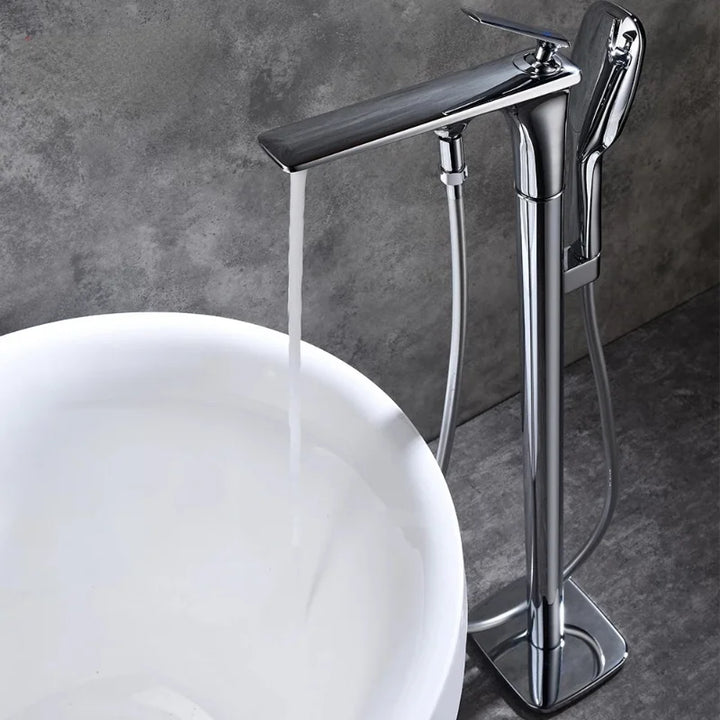 Lyon- White with gold frestanding bathtub filler faucet