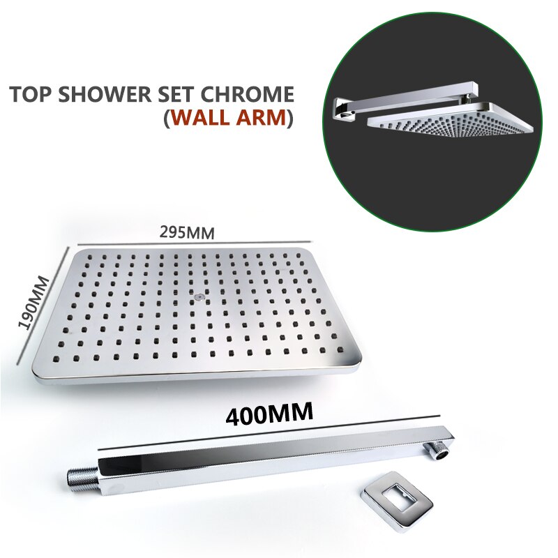 Chrome-Black-Brushed Gold  CSA -Modern rectangular 12x12"  rain head with  2 way function diverter completed shower kit