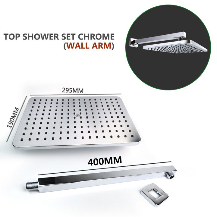 Chrome-Black-Brushed Gold  CSA -Modern rectangular 12x12"  rain head with  2 way function diverter completed shower kit